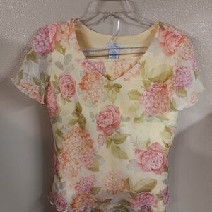 Yellow Floral Elegance Women's Skirt Set By K& Company Size 16